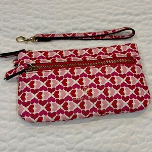 Nanette Lepore Red and Pink Heart Zip Wristlet & Clutch Excellent Condition ♥️🌟💕